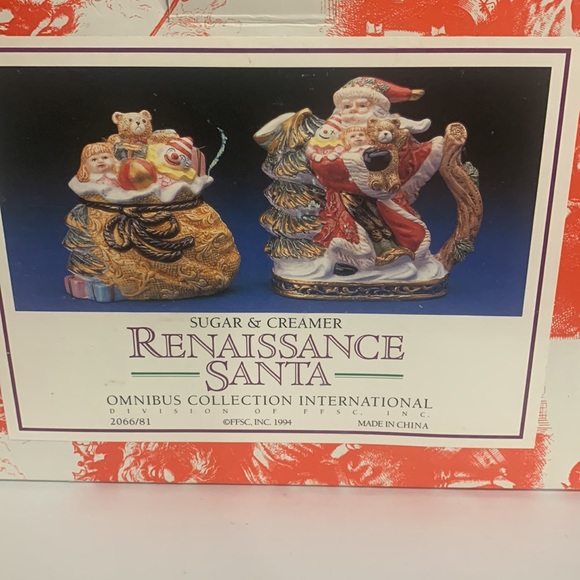 1994 Fitz Floyd Renaissance Santa Christmas Sugar & Creamer Set NIB - Picture 3 of 9